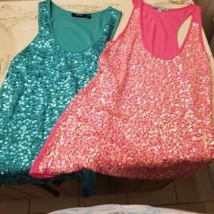 Two sequined tanks